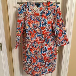 Lands End Paisley Beach Swimwear Cover Up Tunic Dress Size Small 6-8 NWOT